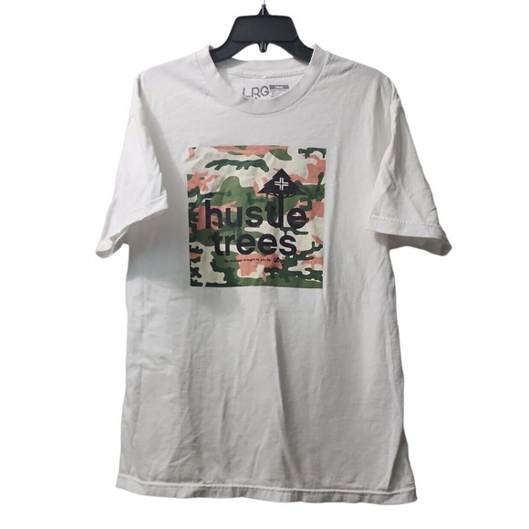 LRG Hustle Trees Graphic T-Shirt Camo Print Crew Neck Short Sleeve‎ Large - Picture 1 of 3